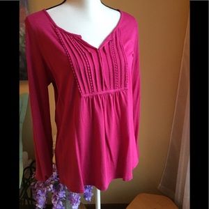 DONATED J. Jill long sleeve top.  Pink. Size small